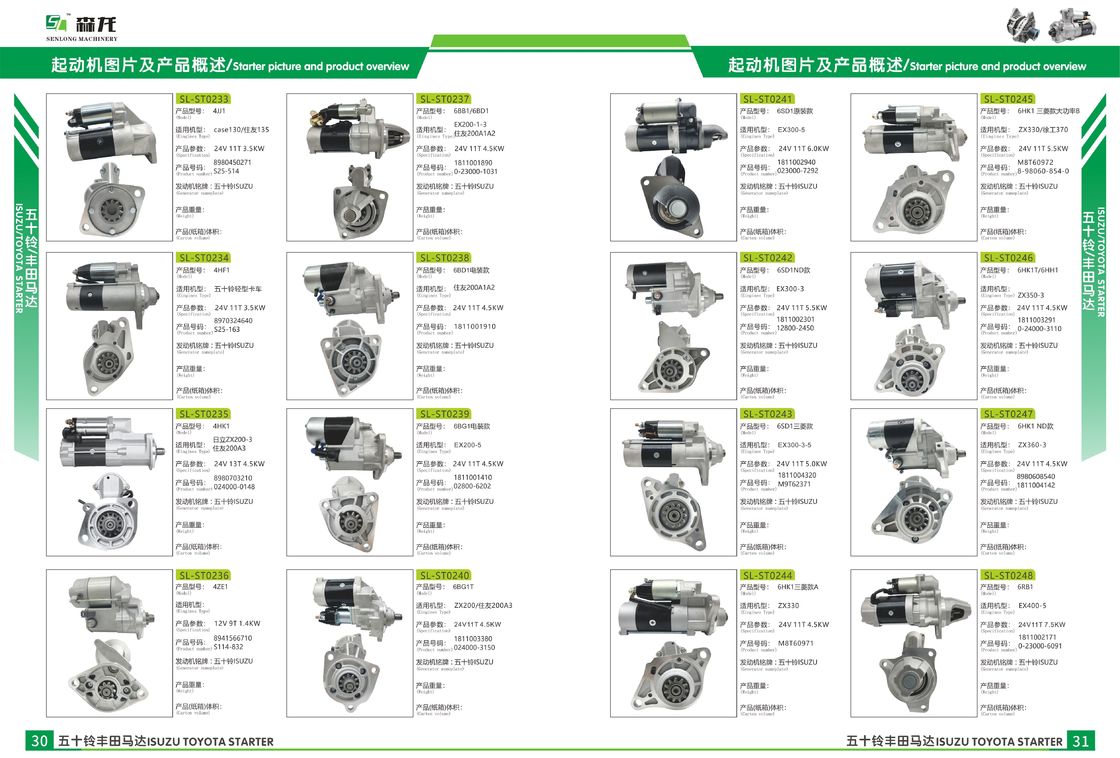 5.5KW Starter motor 24V Mitsubishi Hyundai Modern forklift modern bus 0K85118400, 0K87T18400  600312