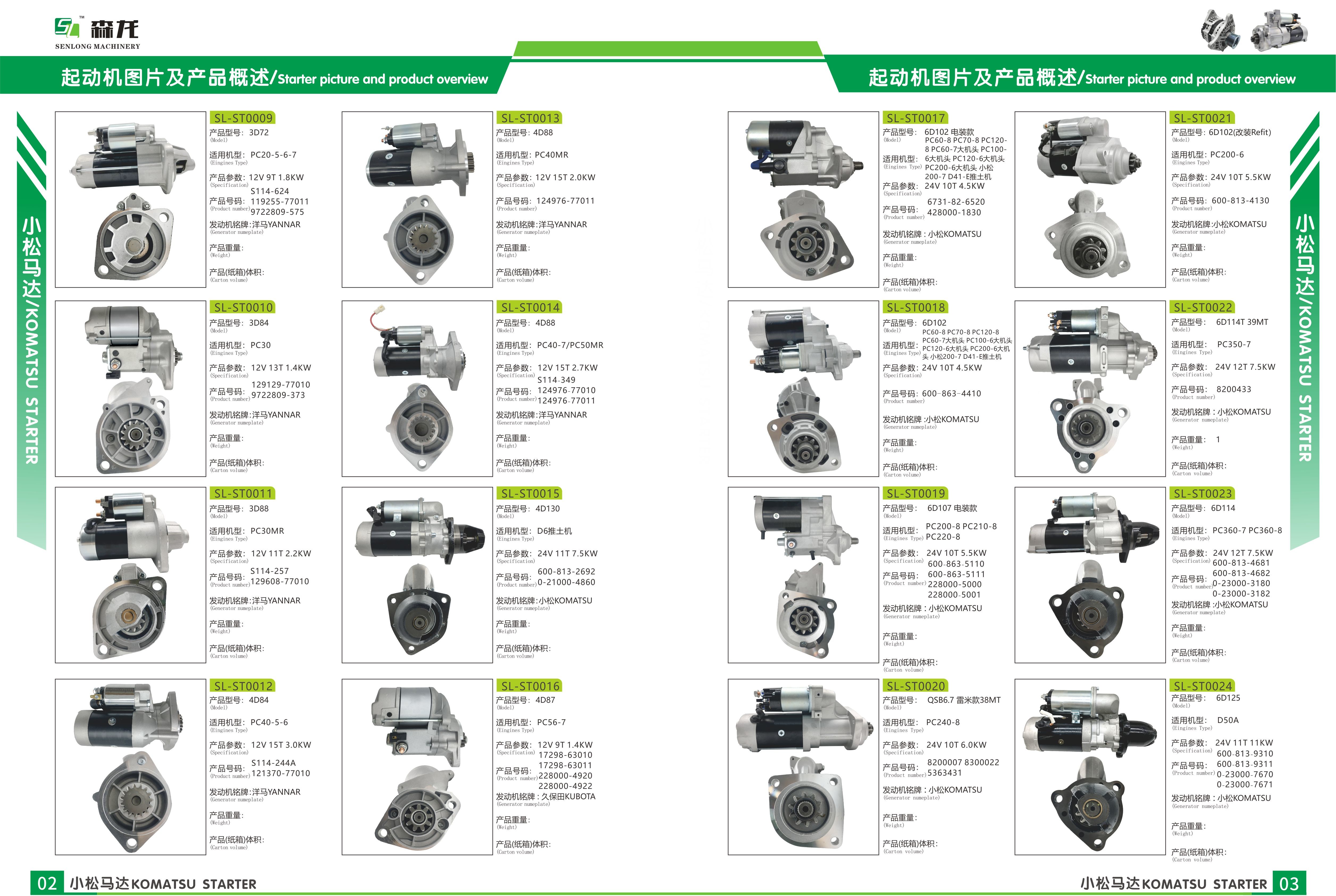 Starter motor Mitsubishi 6D16 ND Denso M003T56072, M003T56084, M3T56070, M3T56071, M3T56072, M3T56073, M3T56074,