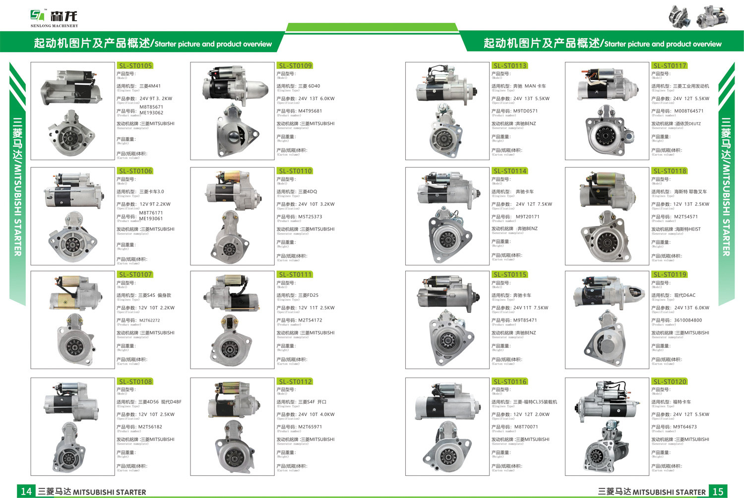 Starter motor Mitsubishi 4D34 M008T60272A, M8T60271, ME049186, 859353  M003T57575, M3T57575, M8T60271A, ME019911